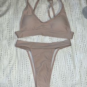 Taupe fashion nova swimsuit.